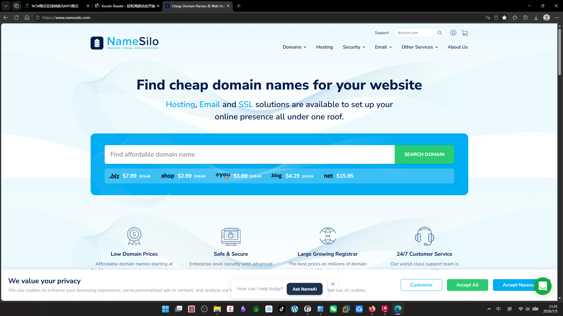 NameSilo 可免费隐私保护的海外正规域名注册平台-达思沃